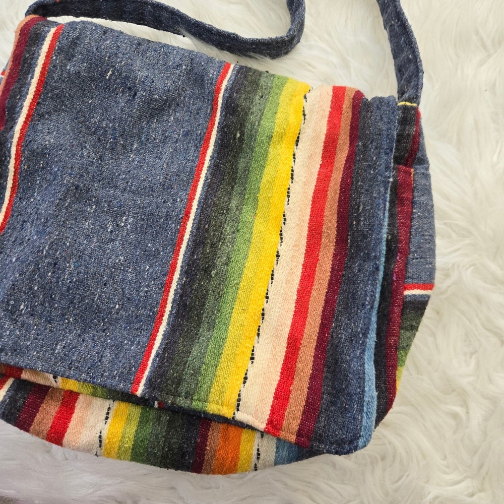Knapp Sacs California Handwoven Serape Messenger Bag Multi-Color Boho Crossbody - Picture 2 of 9
